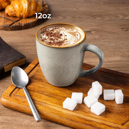 Ceramic Coffee Mug Set of 6, 12 Oz Stoneware Cups for Versatile Beverages, Lightweight and Dishwasher/Microwave Safe