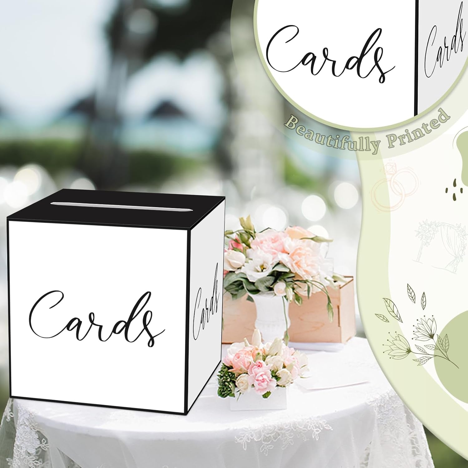 White and Black Card Box for Parties, Weddings, Birthdays, Bridal & Baby Showers, Anniversaries, Graduations & Retirements Party Decorations – Cards, Raffle, Wishes & Money Card Boxes