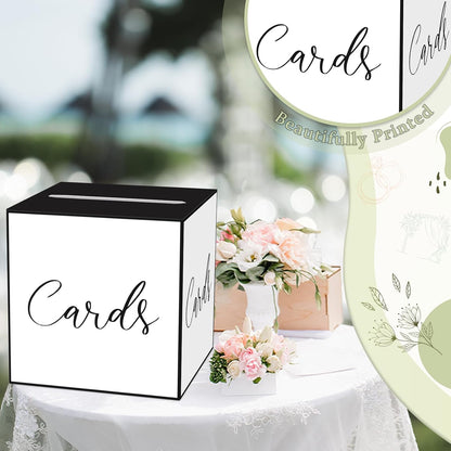 White and Black Card Box for Parties, Weddings, Birthdays, Bridal & Baby Showers, Anniversaries, Graduations & Retirements Party Decorations – Cards, Raffle, Wishes & Money Card Boxes