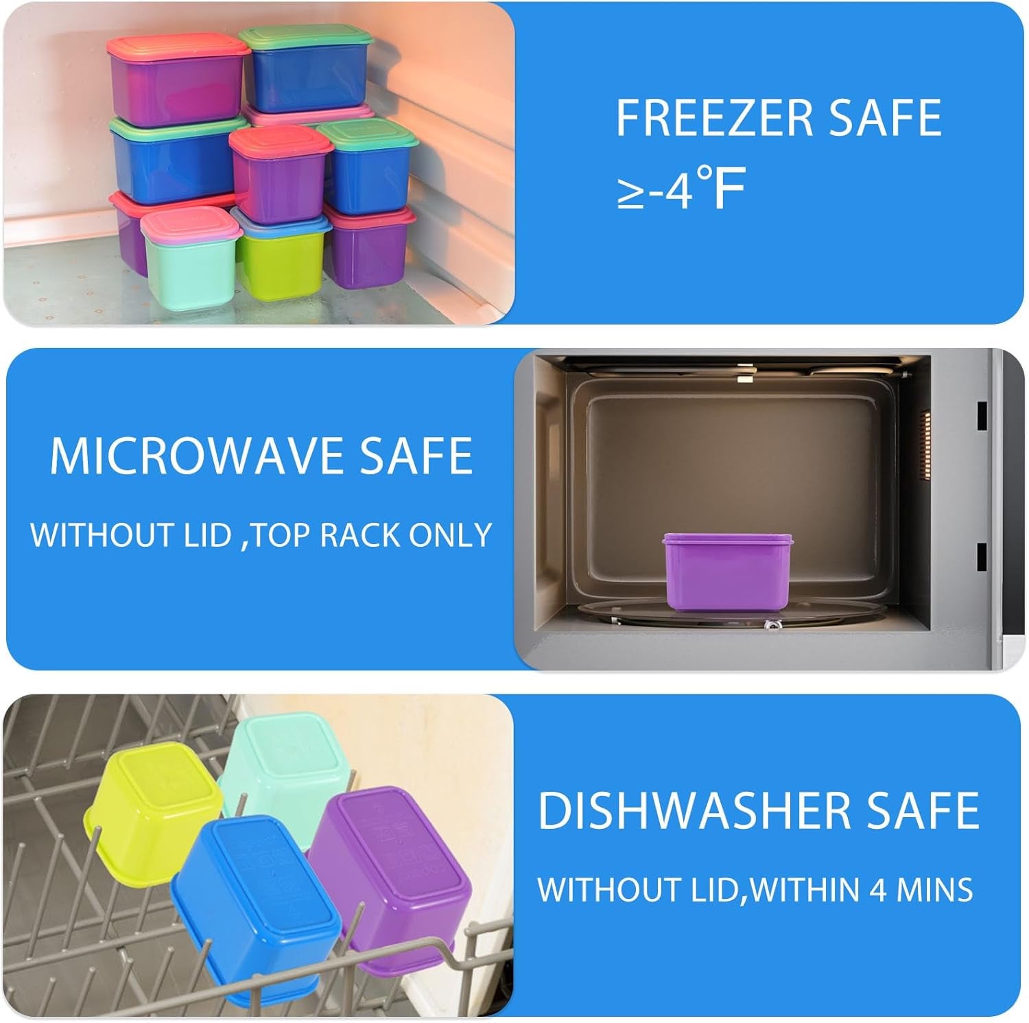 Leakproof Condiment Salad Dressing Container to Go with Lids 6 Pack - 3 Oz/90Ml Stackable Small Food Storage Containers for Sauce, School Lunch, Work, Travel, Bpa-Free