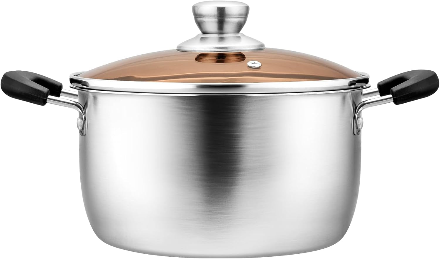 Stockpot with Lid, Stainless Steel Cooking Stock Pot for Soup, Heat-Proof Double Handles with Visible Lid, Dishwasher Safe & Healthy, 4 Qt