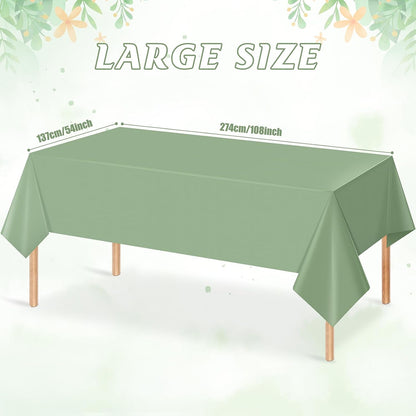 1 Pack Sage Green Plastic Tablecloths for Rectangle Tables, Light Green Disposable Tablecloth, Waterproof Sage Green Table Cover for Birthday Bridal Wedding Baby Shower Party Decorations, 54 X 108Inch