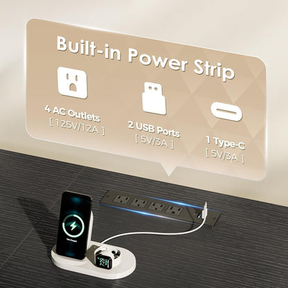 63-Inch TV Stand for 65-70 Inch TVs, 11-Drawer Long Dresser with Power Outlets and LED Lighting, Black Entertainment Center with Storage and PU Leather Surface