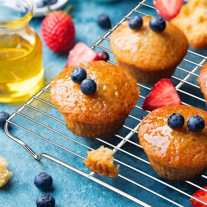 Cooling Baking Rack Pack of 2, Stainless Steel Cooling Racks for Cooking Baking Roasting Grilling Drying, Dense Wires & Smooth Edge, Easy to Clean, Silver, 16.6" X 11.5"