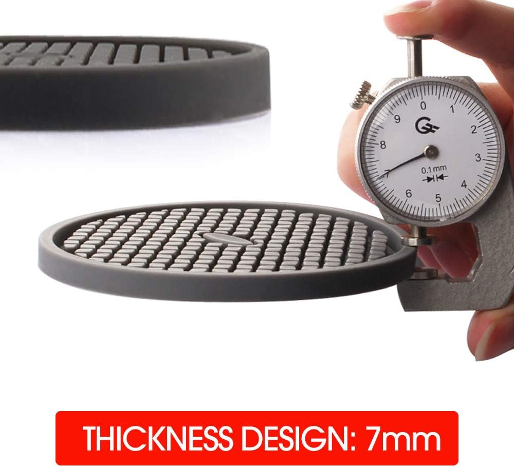 Silicone Coasters [6 Pack] Thickened Drink Coasters with Holder - Cup Mat - Non-Slip, Non-Stick, Stay Put, Deep Tray - Prevents Furniture and Tabletop Damages(Coffee)