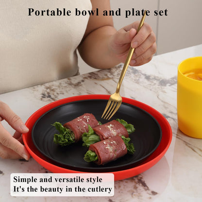 24-Piece Reusable Plastic Dinnerware Set for 6 - Includes Dinner Plates, Dessert Plates, Cereal Bowls, and Cups for Home, Garden, Picnic, and Camping