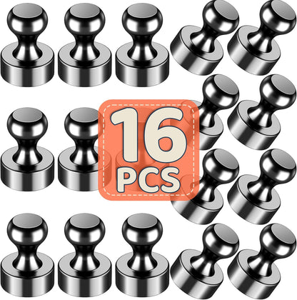 16-Piece Heavy-Duty Magnetic Clips for Refrigerator and Whiteboard - Durable Small Push Pins for Office, Kitchen, Classroom, and Organization