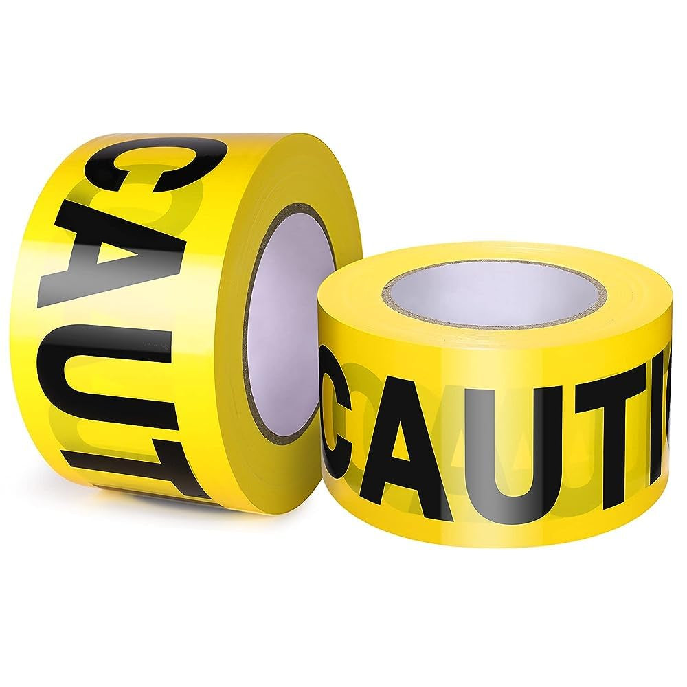 Halloween Decorations Caution Tape 2 Pack, 3" X1000Ft Safty Tape Yellow Caution Tape Roll, Construction Tape for Danger/Hazard Areas/Crime Scene Halloween Party Decorations