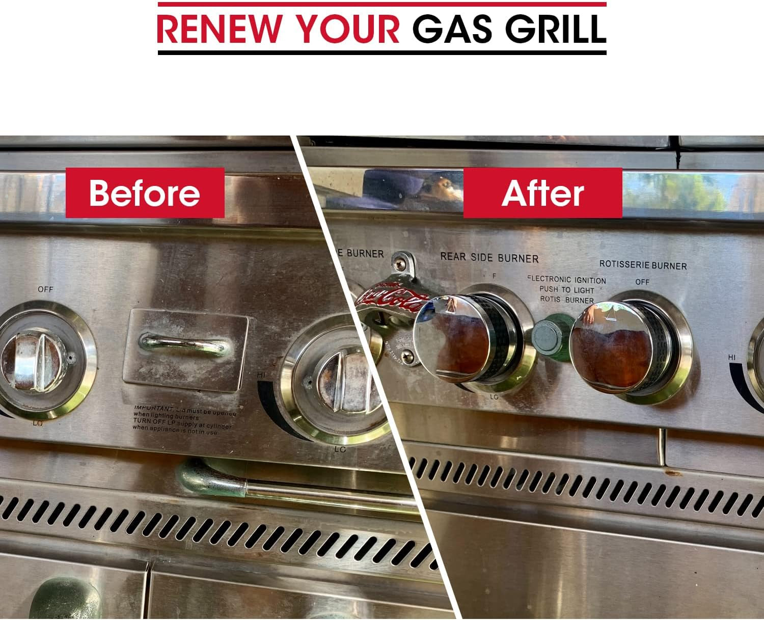 Grill Control Knob 4 Pack, Gas Burner Replacement, Chrome Plated Plastic with Nonslip Grip, Fits BBQ Gas Grills with D Shaped Valve Stem, Including 4 Knobs and 12 Adaptors