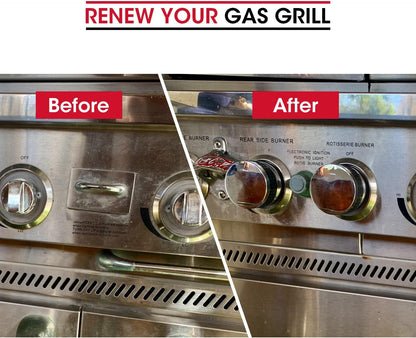 Grill Control Knob 4 Pack, Gas Burner Replacement, Chrome Plated Plastic with Nonslip Grip, Fits BBQ Gas Grills with D Shaped Valve Stem, Including 4 Knobs and 12 Adaptors