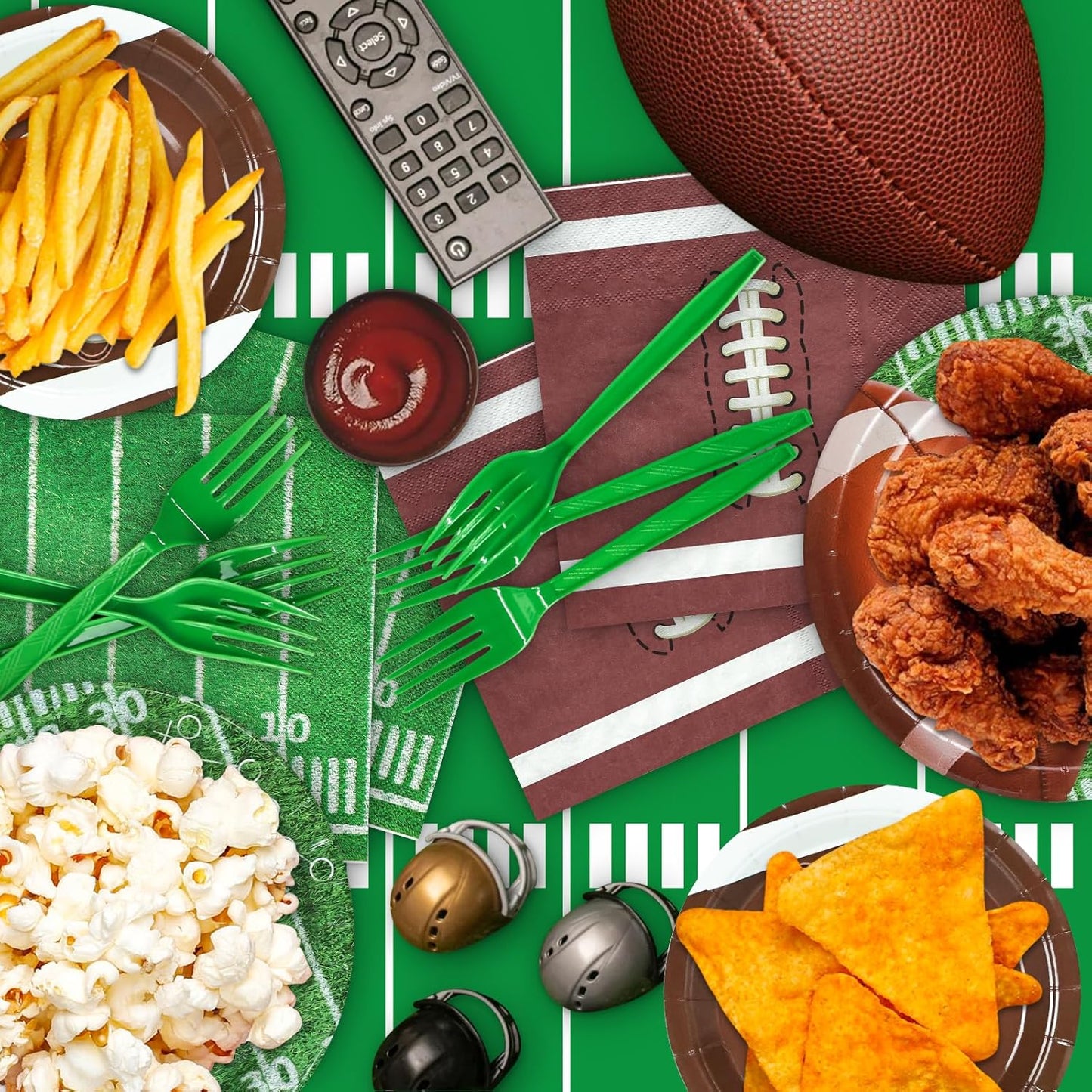 Football Party Supplies, Football Party Decorations 2025 Kit for 24 Guests, Includes Plates, Napkins, Cups, Banner and Tablecloth