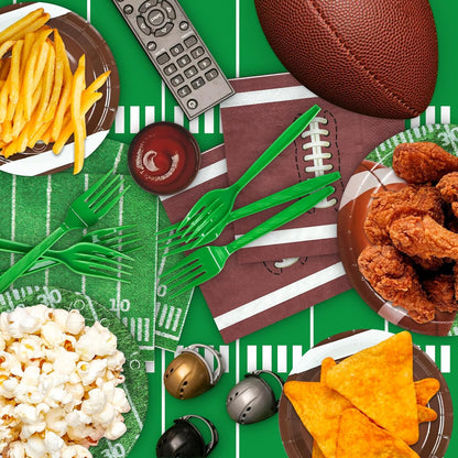Football Party Supplies, Football Party Decorations 2025 Kit for 24 Guests, Includes Plates, Napkins, Cups, Banner and Tablecloth