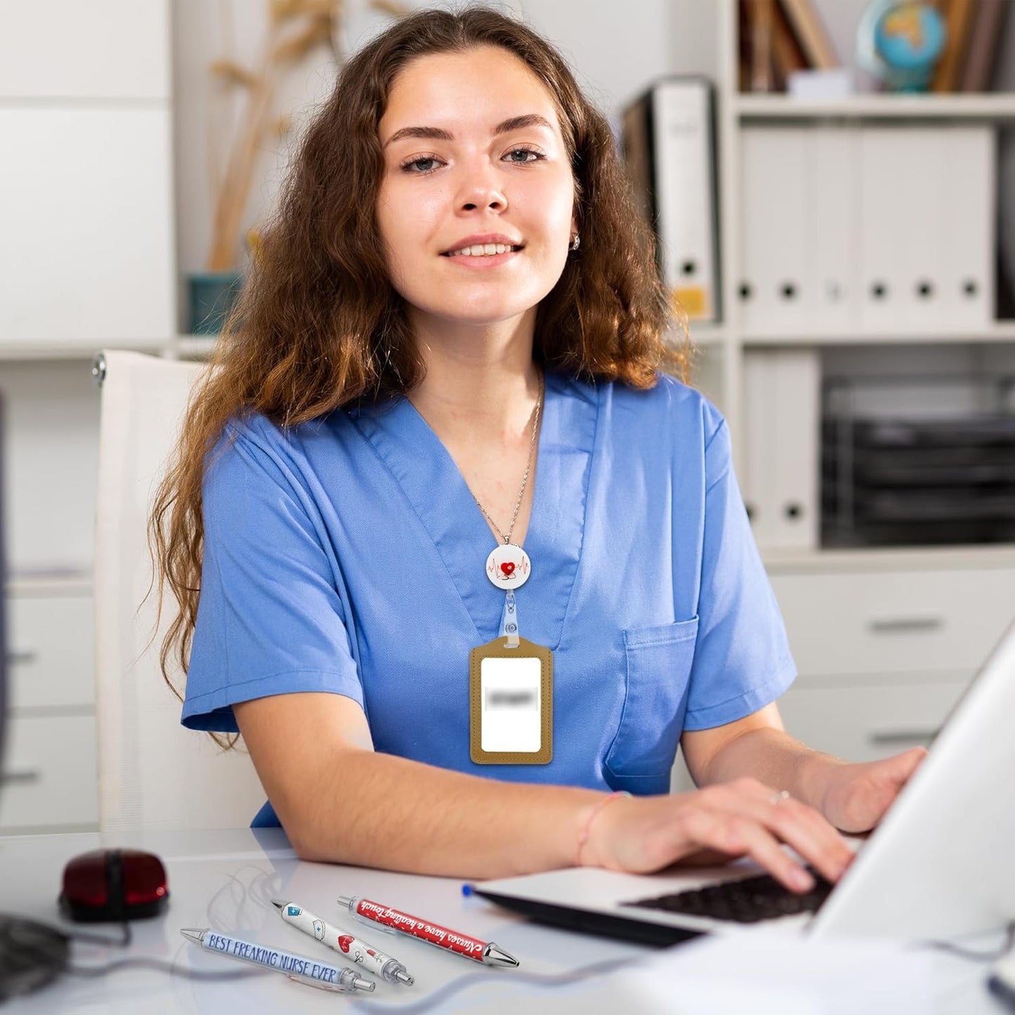 18 PCS Nurse Accessories for Work, Thank You Nurse Badge Reels and Retractable Nurse Pens, Badge Holder with Clip Nurse Ballpoint Pen ID Card Holder for Nurse Appreciation Presents