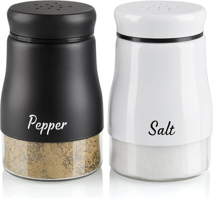 Salt and Pepper Shakers Set,  5 Ounce Salt and Pepper Dispenser with Glass Bottom, Cute Salt and Pepper Shakers for Modern Home Kitchen Decor, Easy Filling