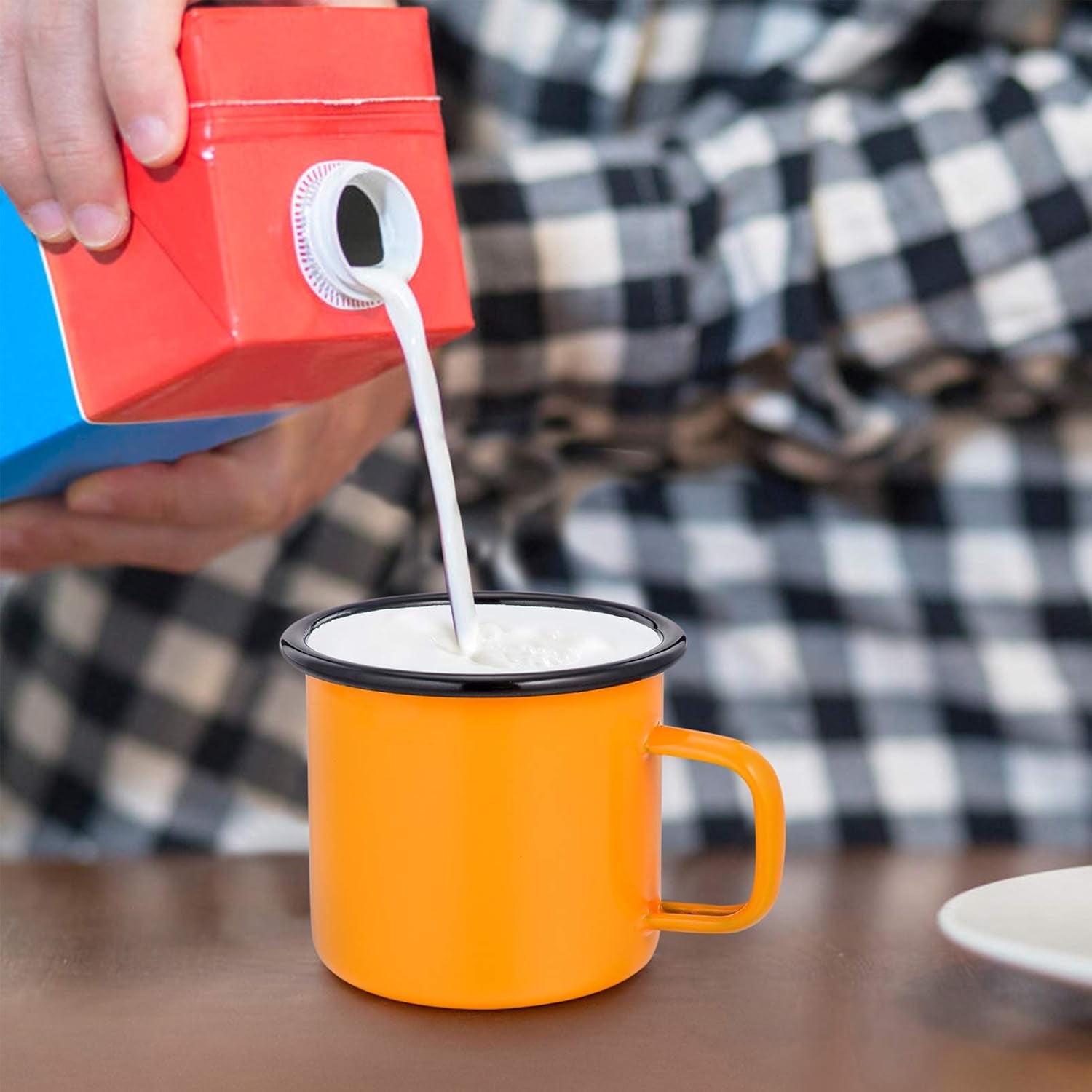 Enamel Camping Coffee Mug Set of 6, Small Colored Mugs Cups for Family Gathering/Friend Party/Camping/Picnic/Fishing, Lightweight & Portable -12 Ounce, 350ML & Multicolor