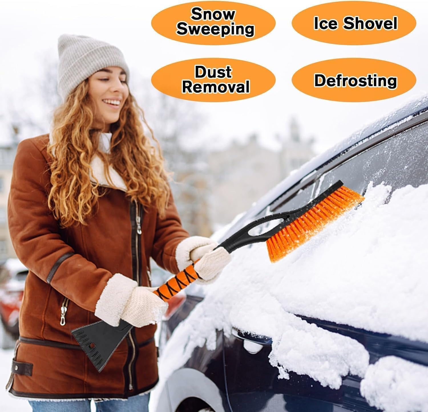 Snow Brush - 27 Inch Ice Scraper for Car Windshield, Detachable Snow Removal Tool with Ergonomic Foam Grip for Cars, Trucks, Suvs 01