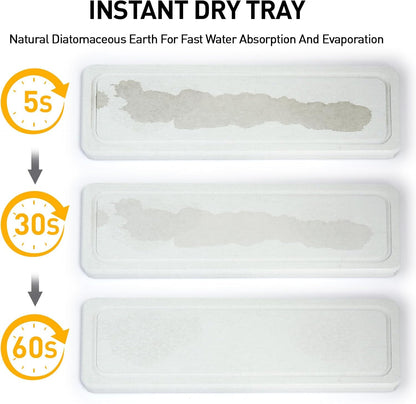 Kitchen Dish Soap Dispenser Set, 16OZ Glass Bottle, Hand and Dish Soap Dispenser Set, Instant Dry Tray, Non-Slip Silicone Pad, Brush Holder with Smiley Face Sponge Holder, Kitchen Decor