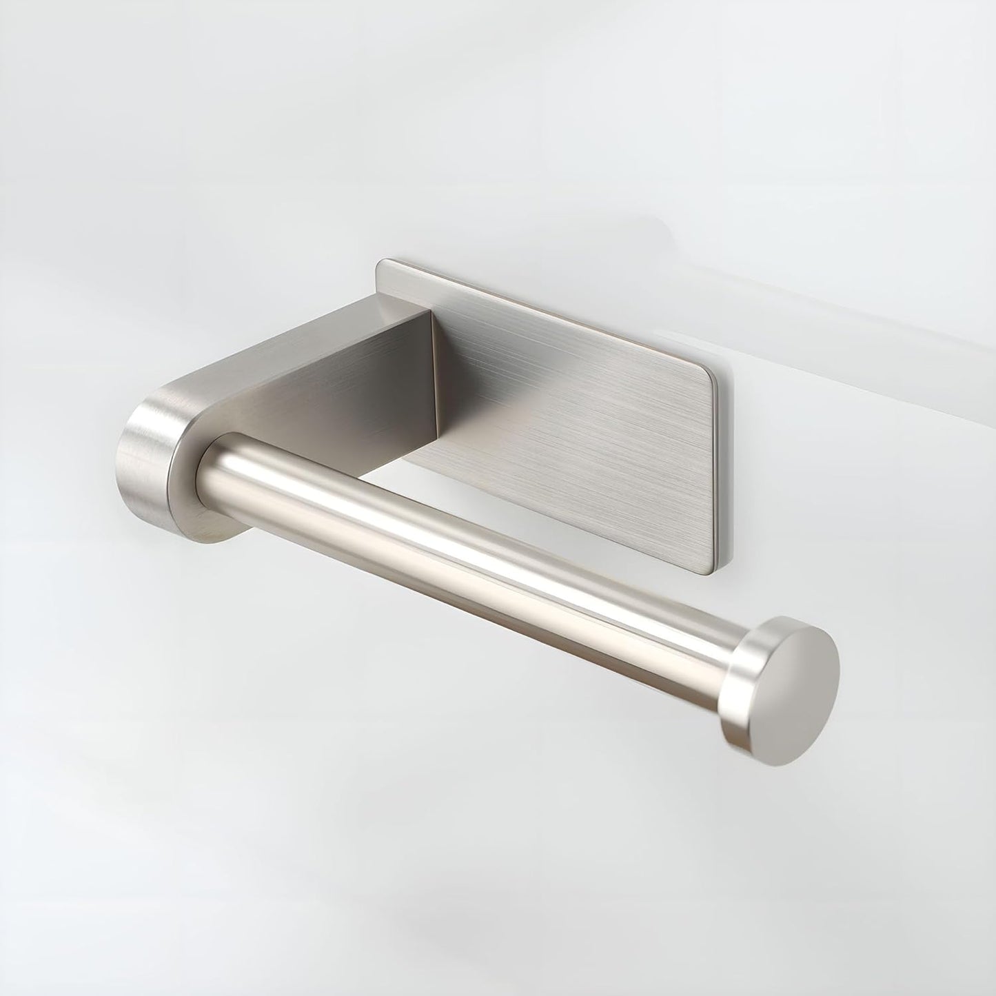 Self-Adhesive Stainless Steel Brushed Toilet Paper Holder - No Drilling Bathroom Stand