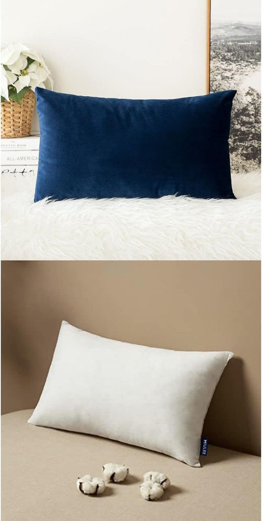 Velvet Soft Solid Decorative Square Throw Pillow Covers with Pillow Inserts 18X18 Set of 2