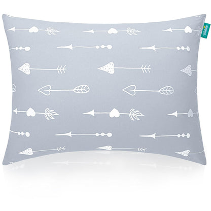 Kid Travel Pillow for Sleeping, Kid Pillow 14" X 19" for Toddler Bed, Soft & Skin-Friendly Small Pillows for Sleeping, Toddler Use Only, Age 2 to 5 (Light Grey Arrow)