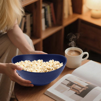 Wheat Straw Oval Serving Bowls, 9.6 Inches, Set of 4 - Dark Blue, 60 OZ Capacity, Microwave and Dishwasher Safe, Perfect for Salads, Popcorn, and Events