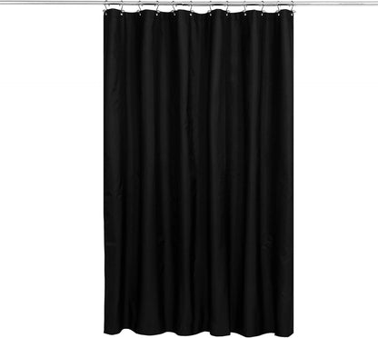 Fabric Shower Curtain or Liner with Weighted Magnets - Hotel Quality Opaque Black Shower Curtain for Bathroom, Machine Washable, Water Repellent - Black, 72X72