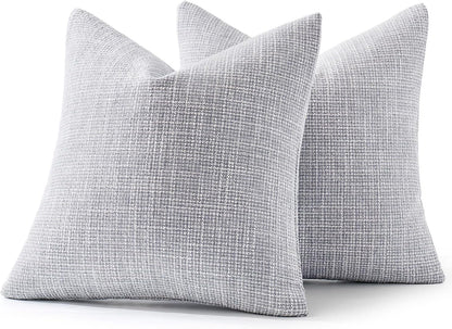 Burlap Linen Throw Pillow Covers 18X18 Inch Set of 2 Blue Grey Decorative Pillows Modern Farmhouse Pillowcases Soft Accent Cushion Covers for Outdoor Couch Sofa Bedroom Livingroom Home Decor