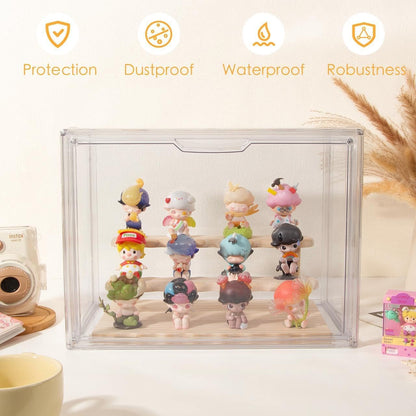 Blind Box Display Case, Acrylic Figures Display Case Clear for Collectibles, Birthday Gift, Stackable Storage Box with Magnetic Door Action