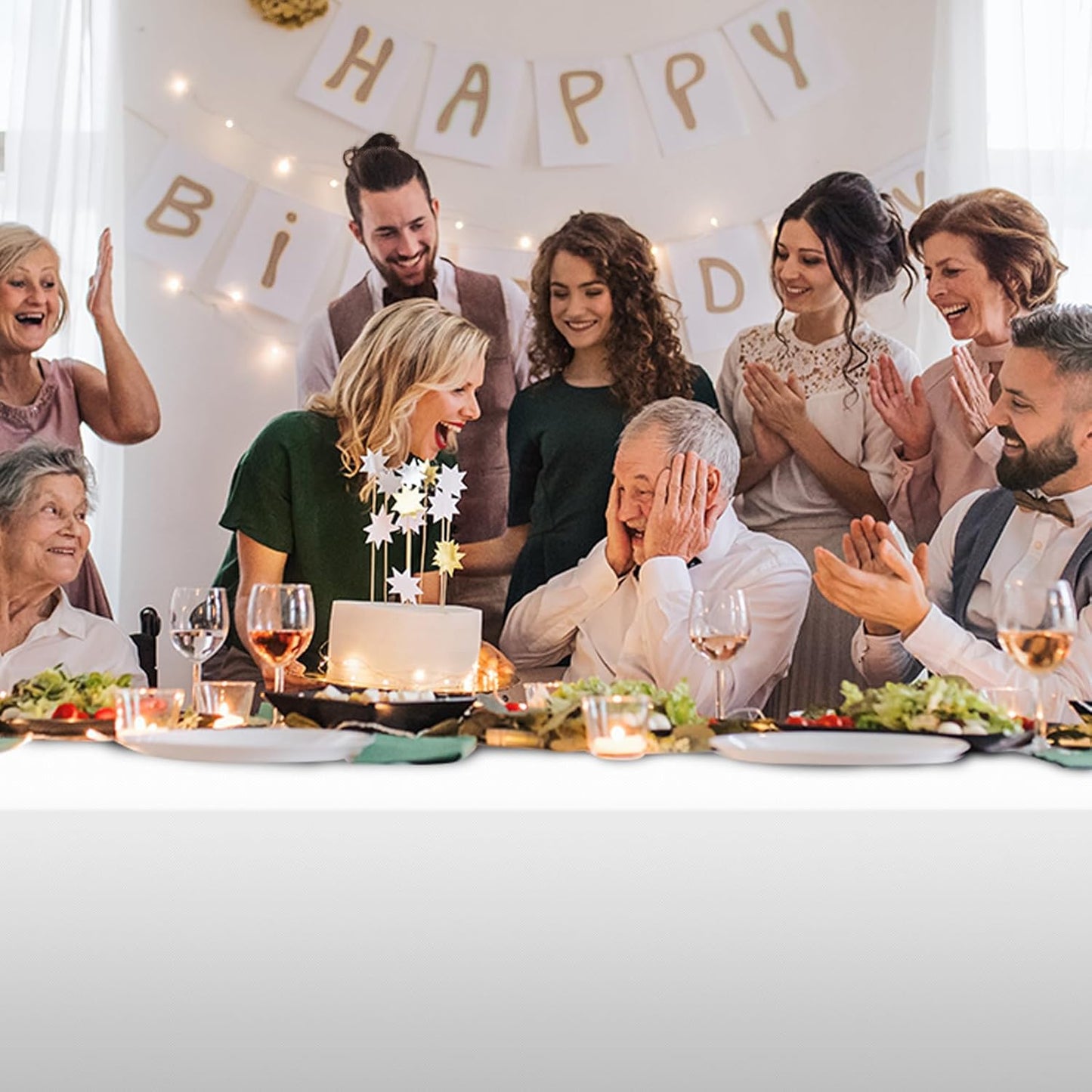 54 Inch×300 Feet White Tablecloth Roll Disposable Rectangle White Table Cloth Roll Plastic Table Covers with Slide Cutter for Birthday Weddings Baby Showers Party Decorations