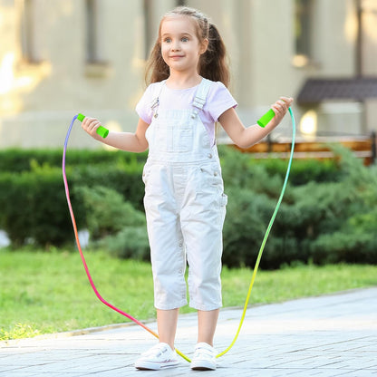 Kids Jump Rope, Colorful Gradient Nylon Skipping Ropes for Children, 7.55FT Adjustable Length, Plastic Handles, Lightweight Jumping Ropes for Schools, Events, and Family Fun