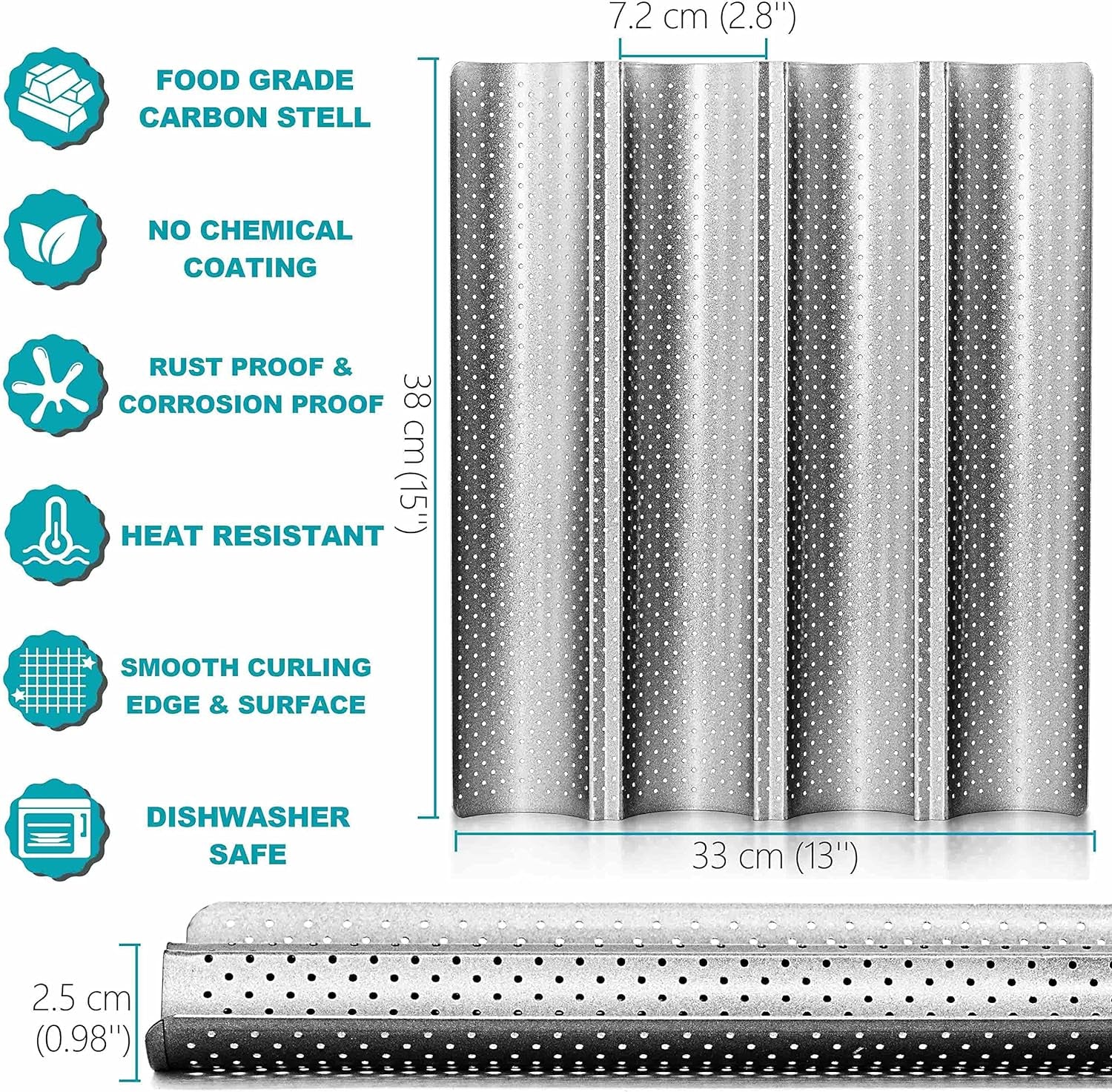 Nonstick French Baguette Bread Pan with Thick Professional Proofing Cloth Dough Couche - Long Sourdough Bread Baking Pan Tray for Professional & Home Baker, Perforated Loaves Bake Mold Supplies