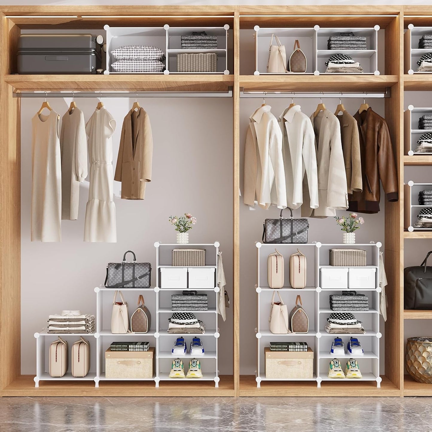 6 Cube Closet Organizer Storage Shelves Portable Clothes Organizers and Storage Stackable Cubby Shelving for Closet Bedroom Living Room Office White