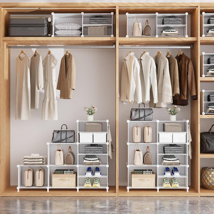 6 Cube Closet Organizer Storage Shelves Portable Clothes Organizers and Storage Stackable Cubby Shelving for Closet Bedroom Living Room Office White