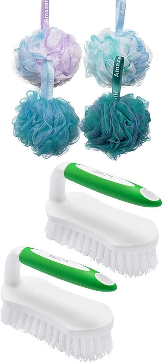 Scrub Brush and Shower Bath Sponge Shower Loofahs Balls 60G/Pcs for Body Wash Bathroom Men Women