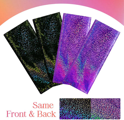 Set of 2 Black and Purple Holographic Laser Tablecloths - Iridescent Shiny Table Covers (40" x 108") for Halloween, Birthday Parties, and Wedding Events