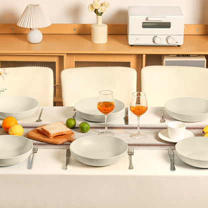 Large 65 Oz Wheat Straw Salad Bowls - Set of 6, 10 Inch Wide and Shallow Serving Bowls, Dishwasher Safe, Beige