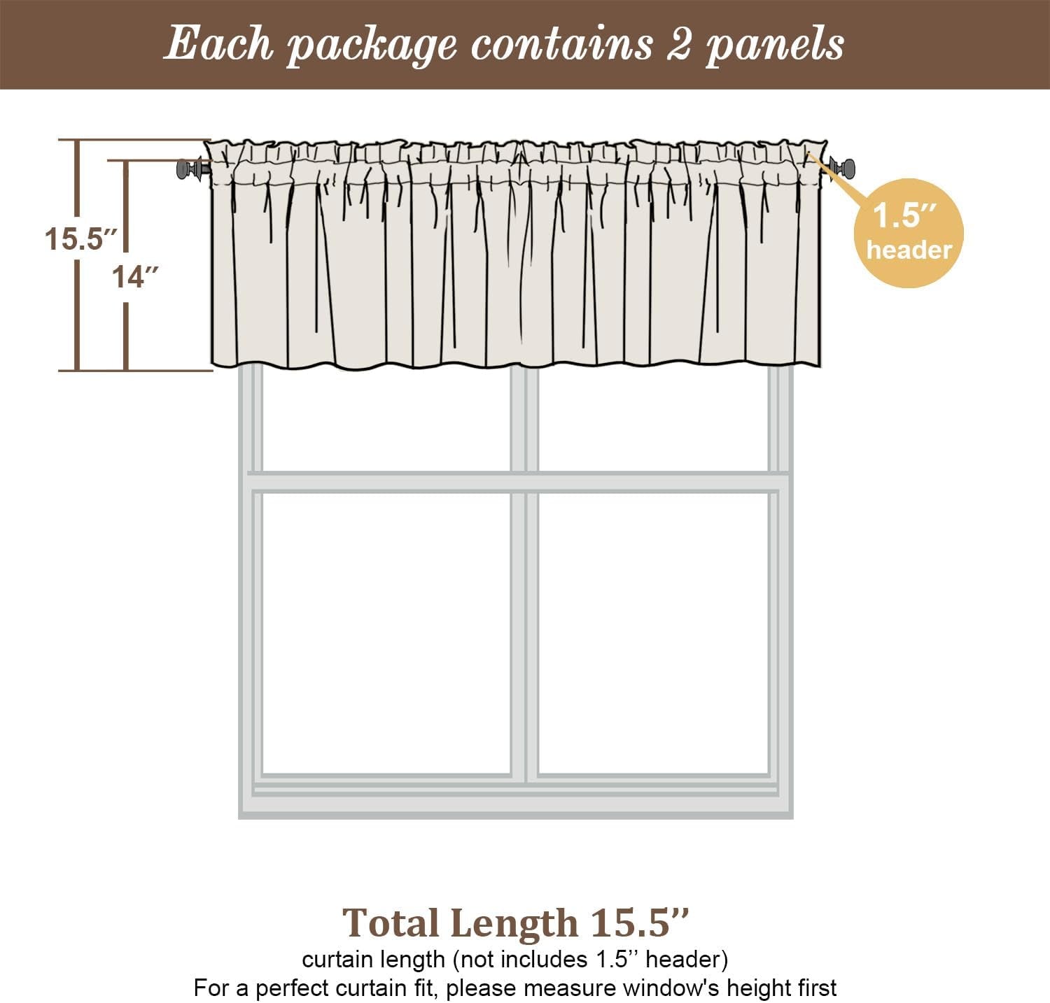 Uptown White Valance Curtains 14 Inch Length, Faux Silk Light Filtering Slub Fabric Rod Pocket Small Window Valance for Farmhouse Bedroom Basement Bathroom, 60Wx14L Inch
