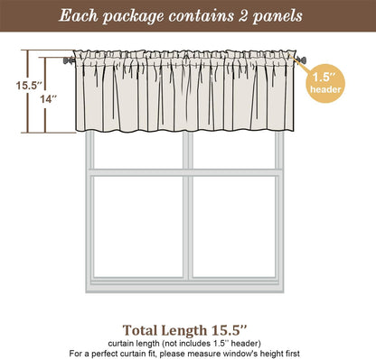 Uptown White Valance Curtains 14 Inch Length, Faux Silk Light Filtering Slub Fabric Rod Pocket Small Window Valance for Farmhouse Bedroom Basement Bathroom, 60Wx14L Inch