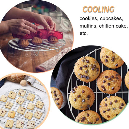 round Cooking Rack, 3 Pcs Stainless Steel Baking Cooling Steaming Grilling Rack, Fits Air Fryer/Stockpot/Pressure Cooker/Round Cake Pan, Oven & Dishwasher Safe (7.5 + 9 + 10.5 Inch)