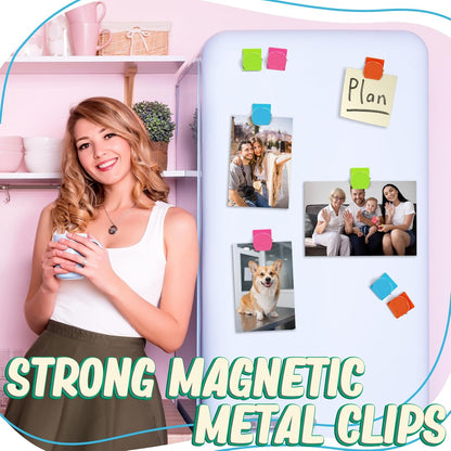 Heavy-Duty Magnetic Clips, Set of 8 - Versatile Whiteboard and Refrigerator Magnets for Classroom, Office, and School Lockers