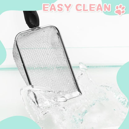 Cat Litter Scoop,Sturdy Litter Cleaner Corner Shovel,Stainless Steel Mesh Litter Shovel,Easy to Clean Reptile Terrarium Sand Waste,Beach Shovel(Black)