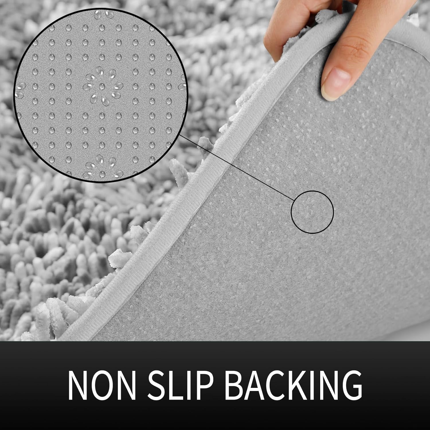 Bathroom Rugs Sets 2 Piece, Luxury Shaggy Extra Thick Bathroom Rugs, Plush Non-Slip Mats for Bath Room Floor, Machine Wash, Ultra Absorbent, 31.5 X 19.8 + 24 X 17 Inches, Light Grey