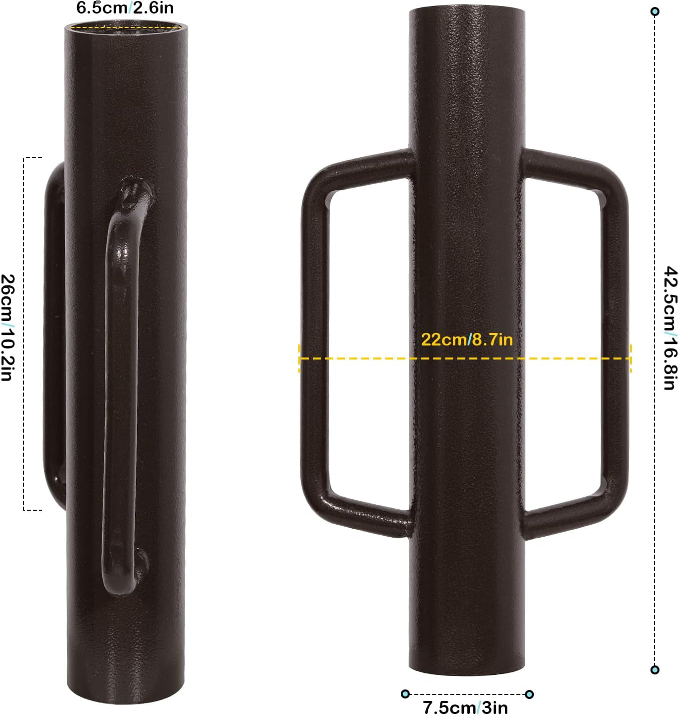 Fence Post Driver with Handle Steel Head Fence Post Driver 16.8 Inch T Post Driver/Rammer Brown Hand Heavy Duty Post Pounder