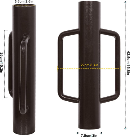 Fence Post Driver with Handle Steel Head Fence Post Driver 16.8 Inch T Post Driver/Rammer Brown Hand Heavy Duty Post Pounder