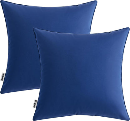 Outdoor Pillow Covers Navy Blue Waterproof Decorative Patio Throw Pillow Covers Fade Resistant for Furniture Tent Couch Sofa Living Room Pack of 2 Spring Summer Pillowcases 18X18 Inch