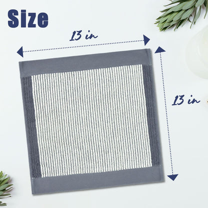 Wash Cloths for Showering, 12 Washcloths with Stylish Jacquard Weaved Design, Cotton Washcloth Set, 13 X 13 Inches, Gray