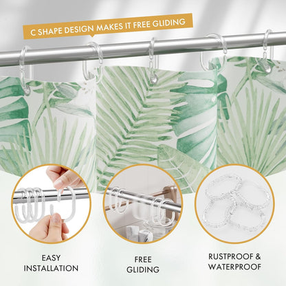 Plastic Shower Curtain Rings, Shower Curtain Hooks, 24 Pcs C Shaped Shower Hooks for Shower Curtain, Clear Shower Curtain Hooks for Bathroom