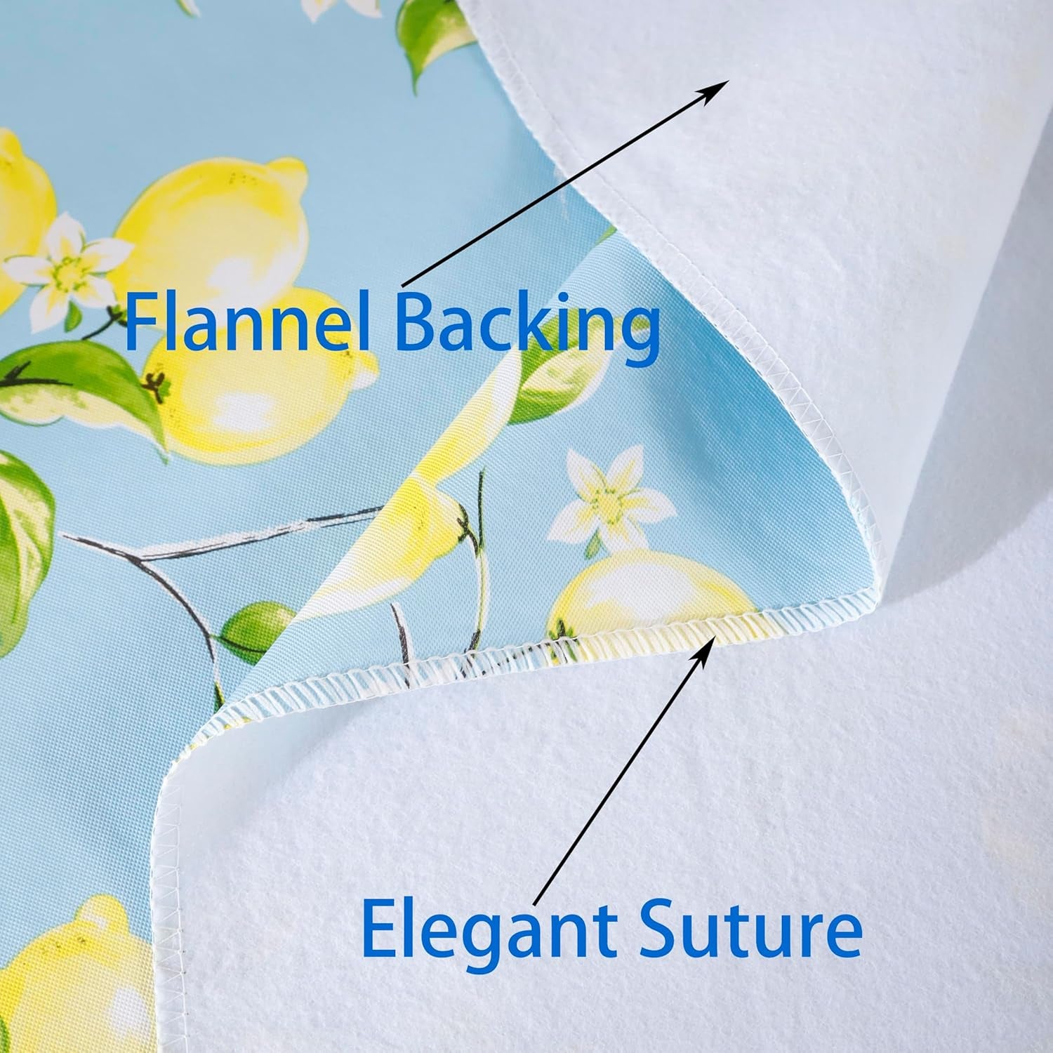 Round Vinyl Tablecloth with Flannel Backing Waterproof Oil-Proof PVC Table Cloth Stain-Resistant Wipeable Table Cover for round Table(48" Round)