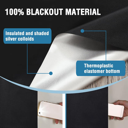 Portable Blackout Curtains for Bedroom 80" X 67", 100% Blackout Blind Curtain for Window No Drill Blackout Roller Shades with Thermal Insulated for Living Room Cut to Any Size, Black