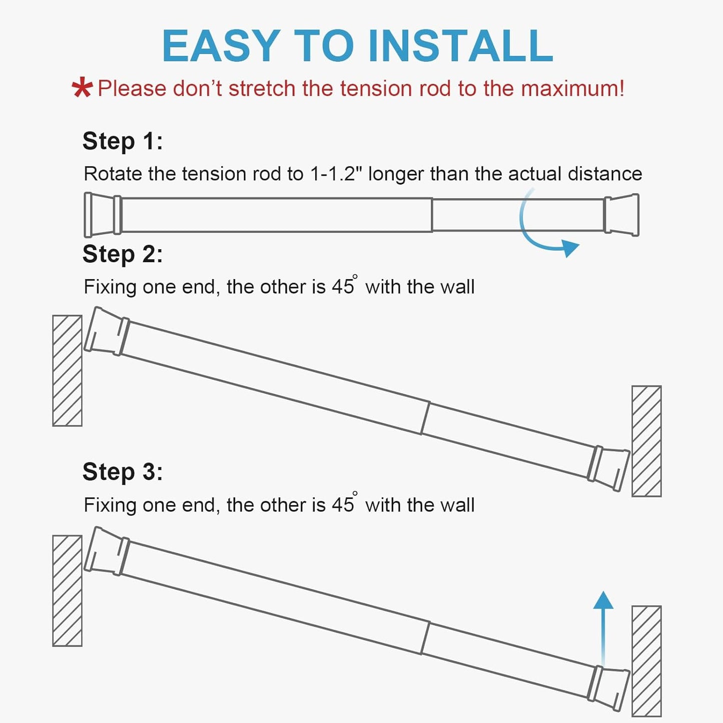 Spring Tension Rod,  Small Tension Rod, 5/8" Diameter No Drilling Expandable Short Tension Rods Spring Rods, Tension Rods for Closet, Cupboard, Hanging Clothes, White, 2 Pack (10-15.7 Inch)